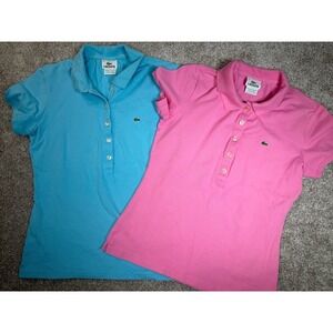 Set of 2 Women's Lacoste Polos 40 Women's Medium Pink and Blue